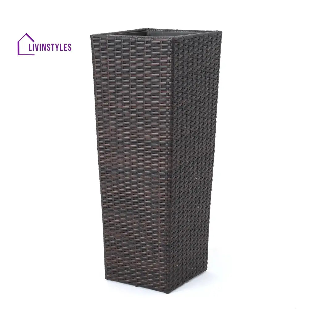 Ruben Outdoor Wicker Planters For Garden Balcony (Dark Brown) set of 2 - Planter