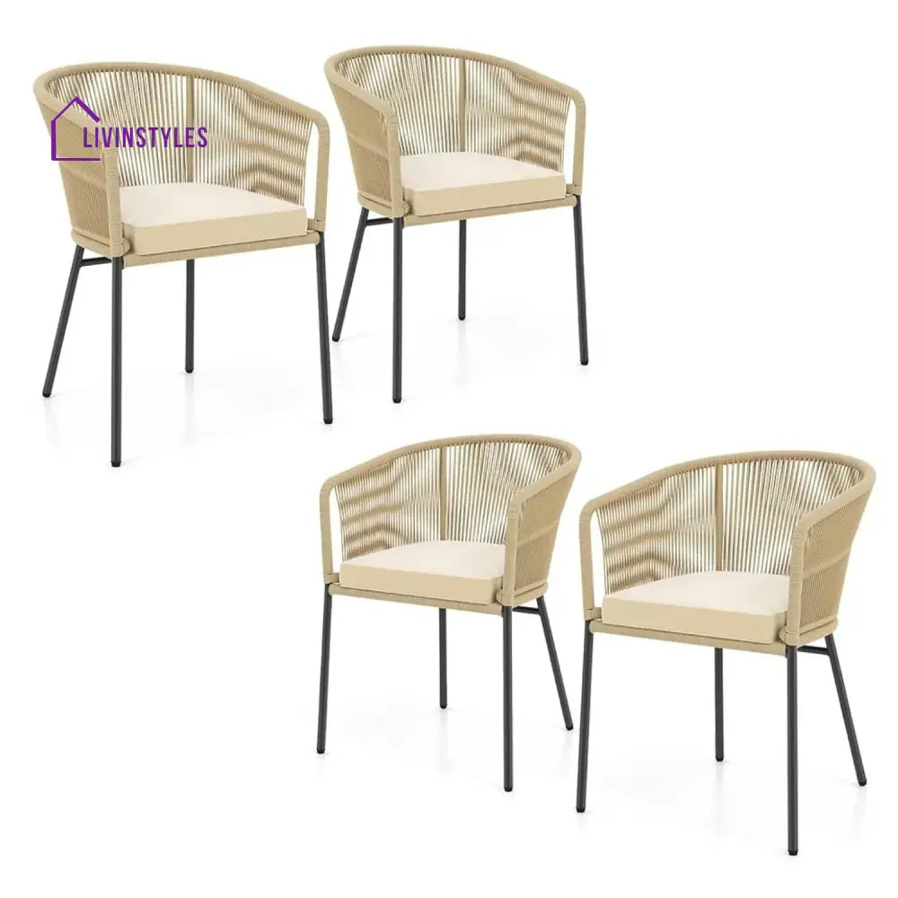 Ruby 4-Piece Outdoor Rope Patio Dining Chairs - Dinning Chairs