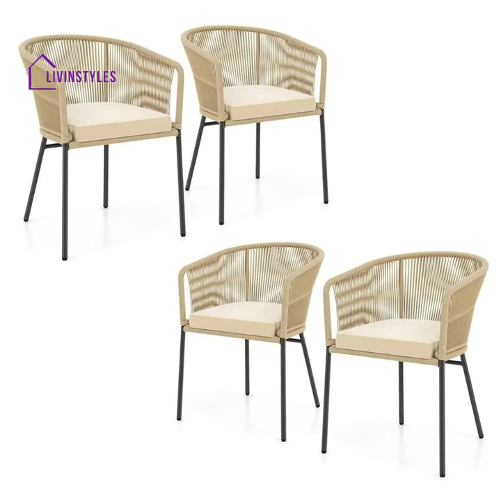 Ruby 4-Piece Outdoor Rope Patio Dining Chairs - Dinning Chairs
