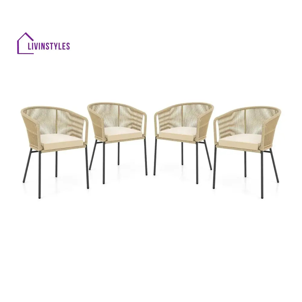 Ruby 4-Piece Outdoor Rope Patio Dining Chairs - Dinning Chairs