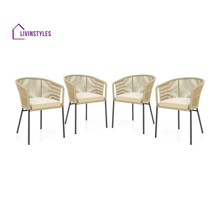Ruby 4-Piece Outdoor Rope Patio Dining Chairs - Dinning Chairs