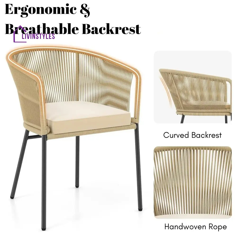 Ruby 4-Piece Outdoor Rope Patio Dining Chairs - Dinning Chairs