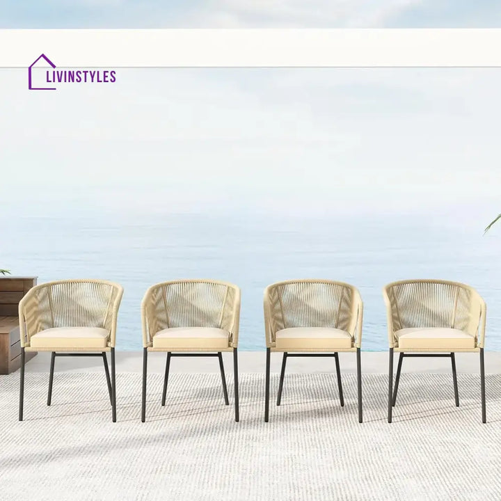 Ruby 4-Piece Outdoor Rope Patio Dining Chairs - Dinning Chairs