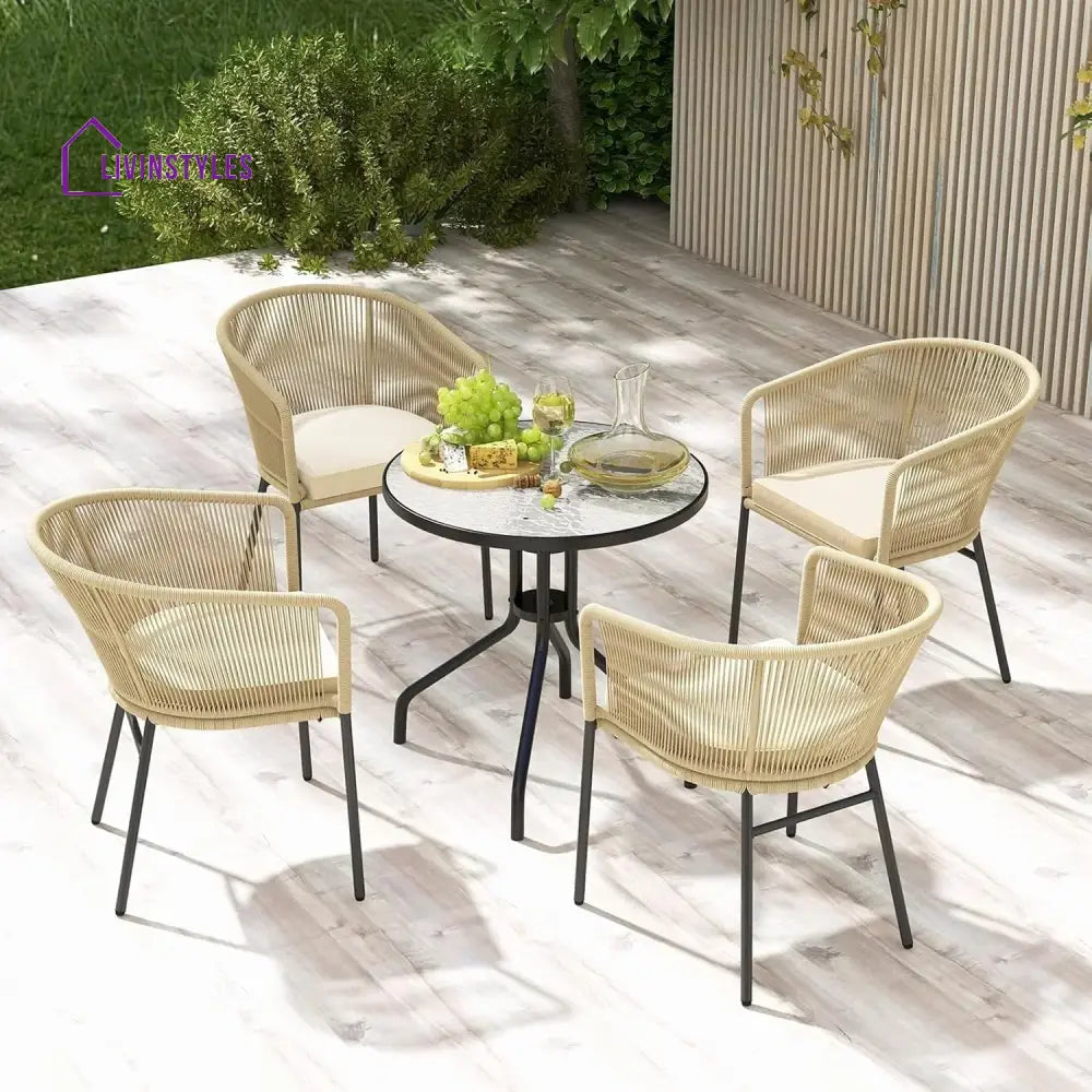 Ruby 4-Piece Outdoor Rope Patio Dining Chairs - Dinning Chairs