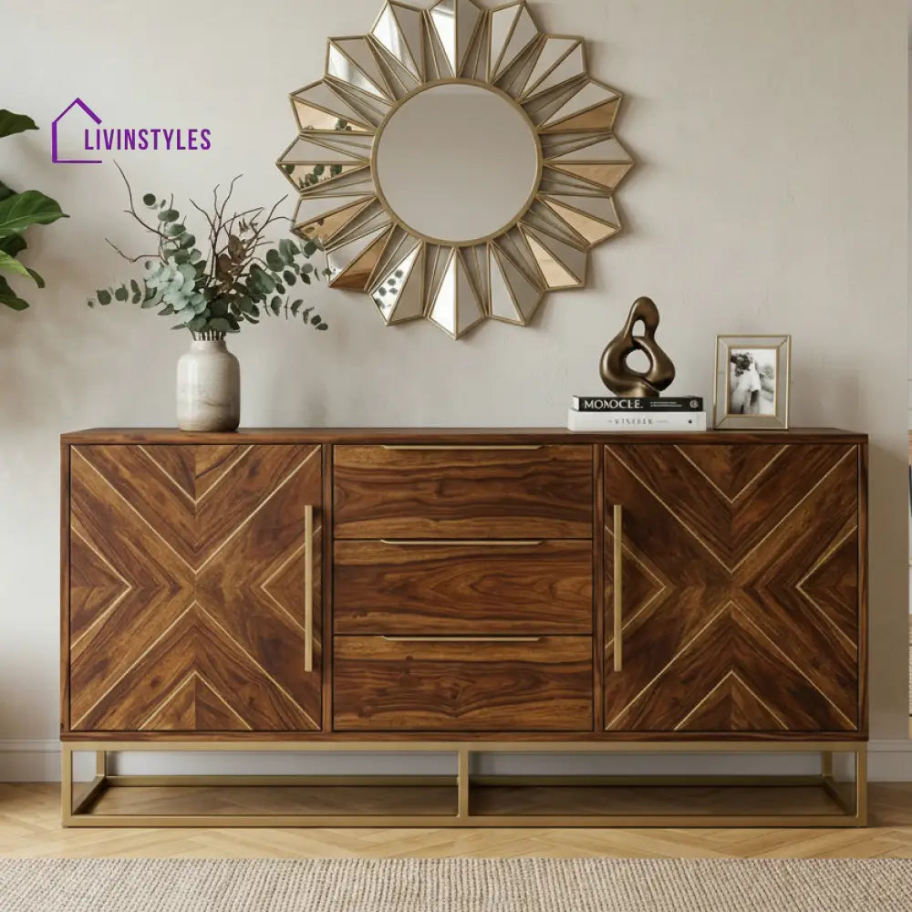 Ruby Sheesham Wood Cabinet and Sideboard (Honey Finish)