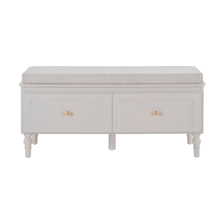 Vicente Mango Wood Storage Cupboard with Seat - Stone Grey