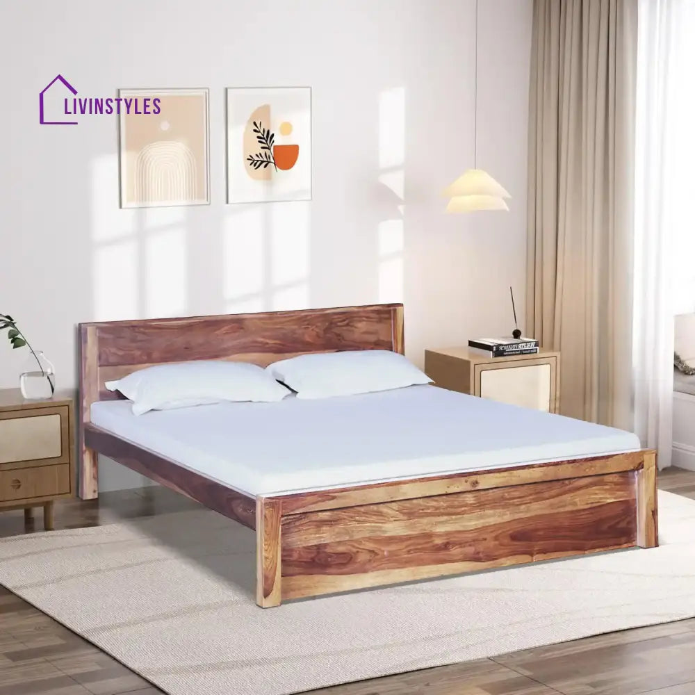 Acro Solid Wood Beds Queen / Natural Bed without storage