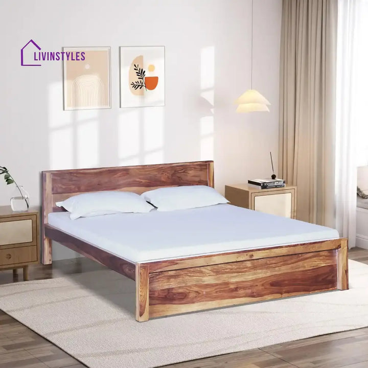 Acro Solid Wood Beds Queen / Natural Bed without storage