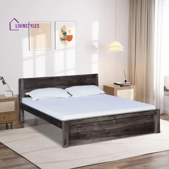 Acro Solid Wood Beds Queen / Walnut Bed without storage