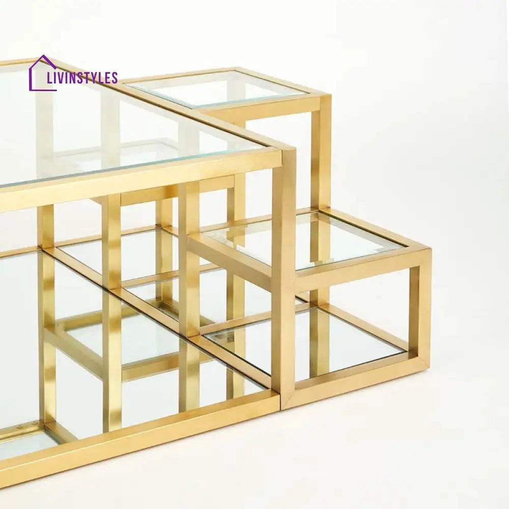 Ruchi Stainless Steel Coffee Table with Glass Top for Living Room