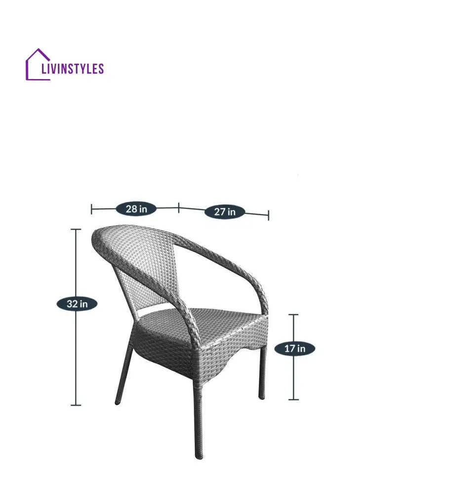 Rudra Outdoor Patio Seating Set 2 Chairs and 1 Table Set (Silver) - Coffee Table Sets