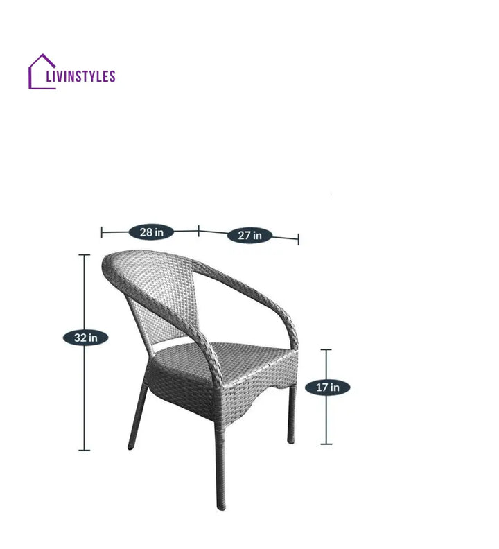 Rudra Outdoor Patio Seating Set 2 Chairs and 1 Table Set (Silver) - Coffee Table Sets