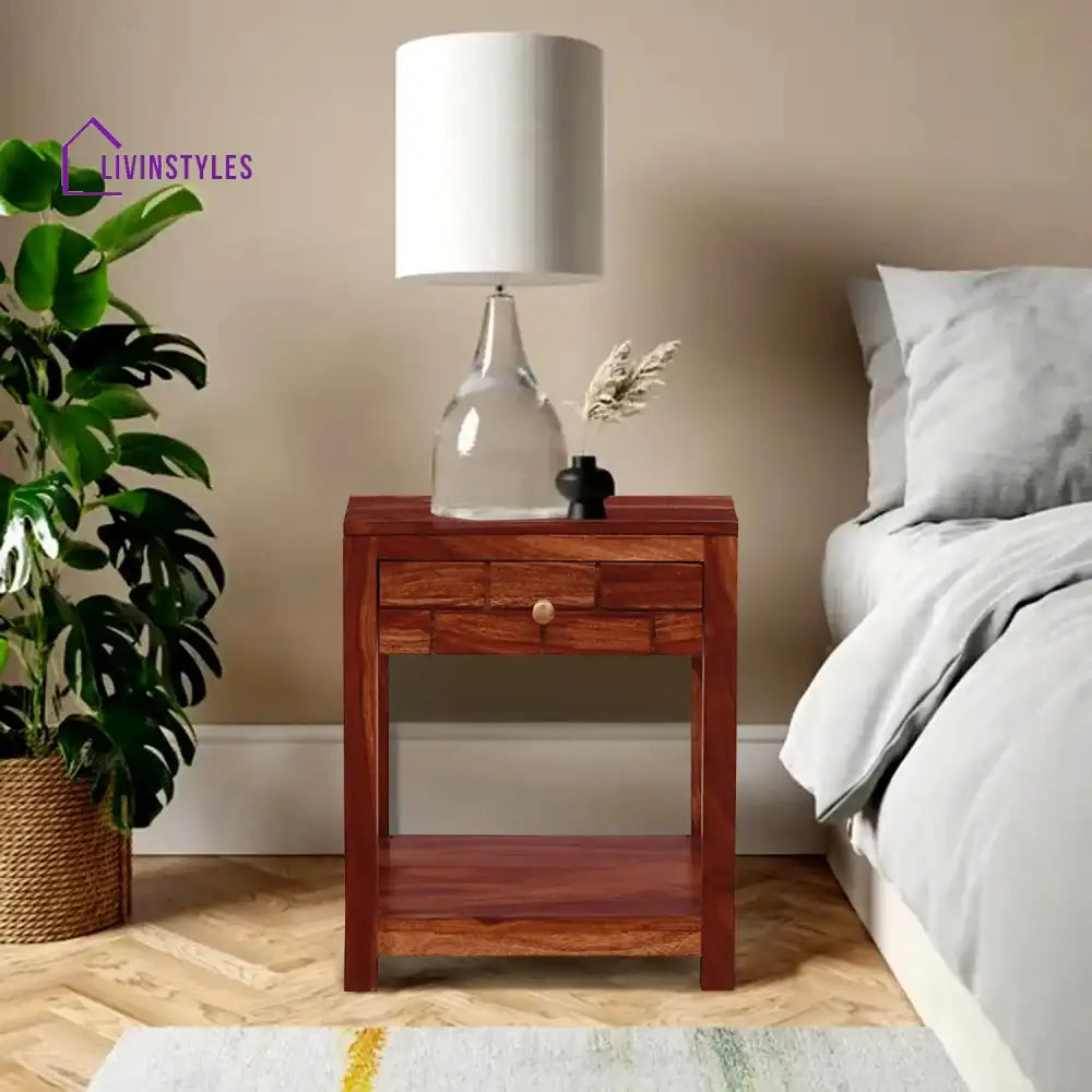 Rudra Solid Wood Side Table Honey Bedroom Furniture Sets