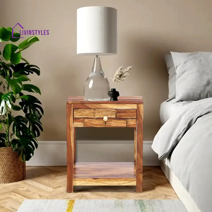 Rudra Solid Wood Side Table Natural Bedroom Furniture Sets