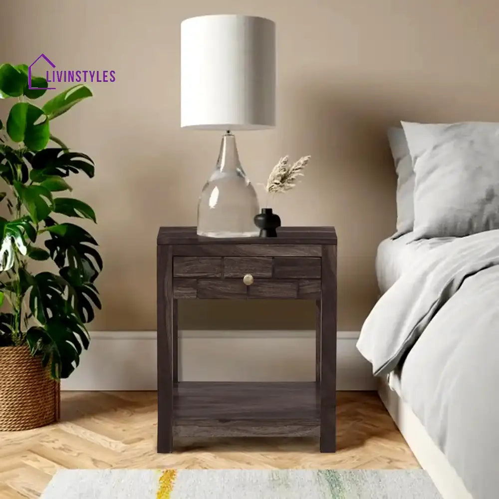 Rudra Solid Wood Side Table Walnut Bedroom Furniture Sets