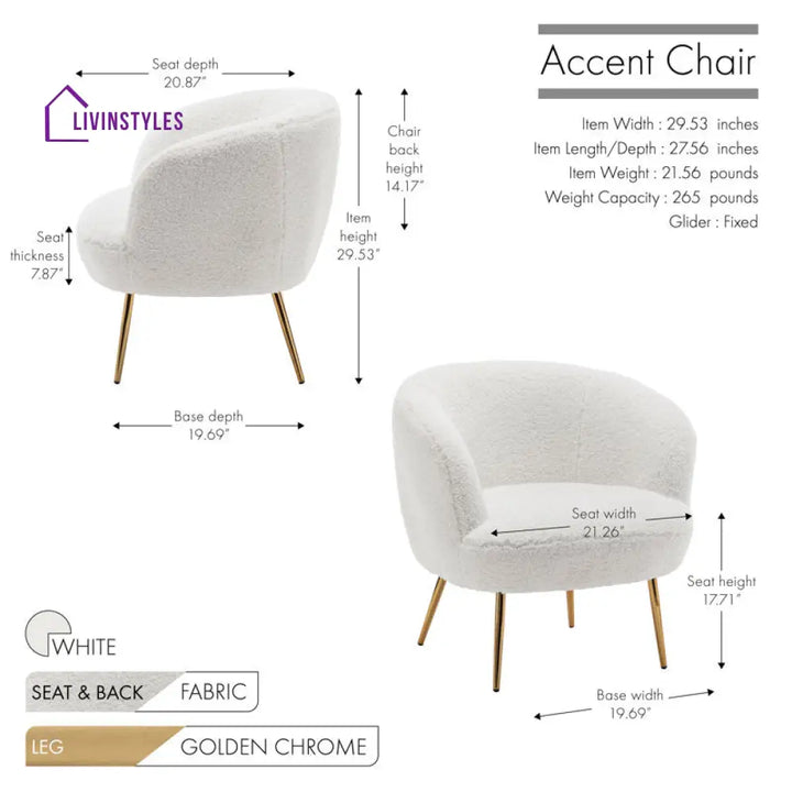 Ruhani Metal and Fabric Chair | Living Room Chair | Lounge Chair