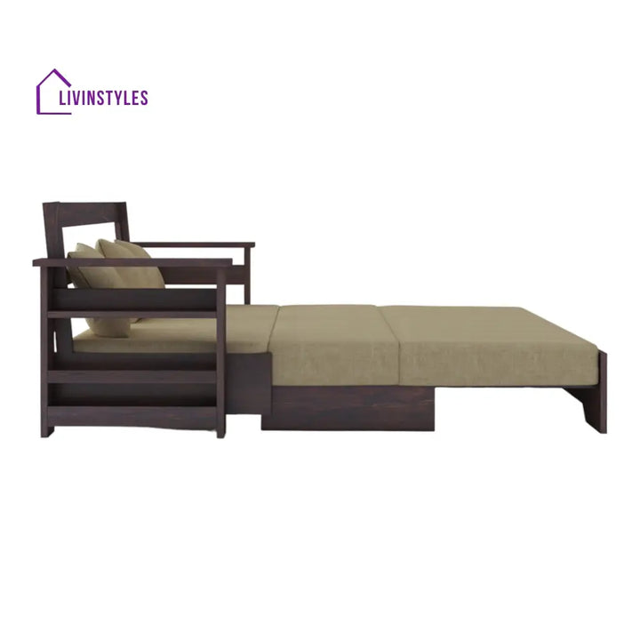 NovaDream 3 Seater Walnut Sofa Cum Bed Sheesham Wood