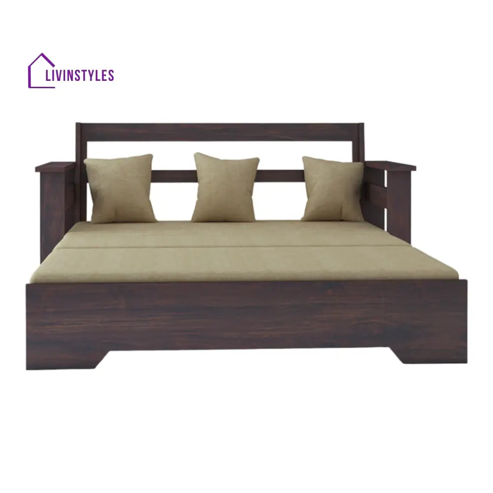 NovaDream 3 Seater Walnut Sofa Cum Bed Sheesham Wood
