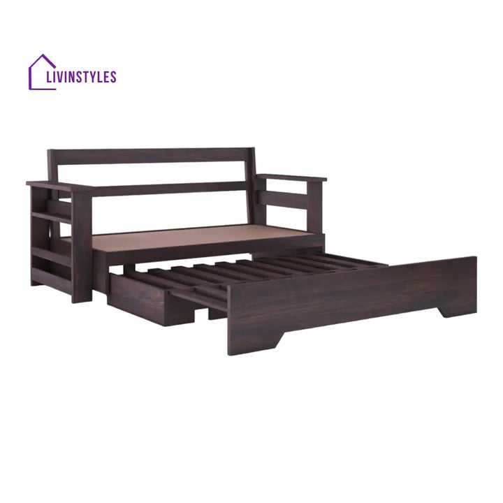 NovaDream 3 Seater Walnut Sofa Cum Bed Sheesham Wood