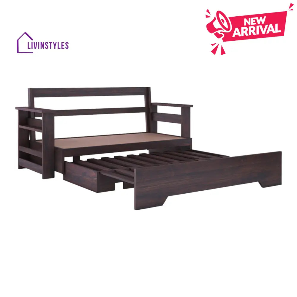NovaDream 3 Seater Walnut Sofa Cum Bed Sheesham Wood