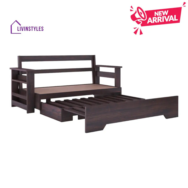 NovaDream 3 Seater Walnut Sofa Cum Bed Sheesham Wood