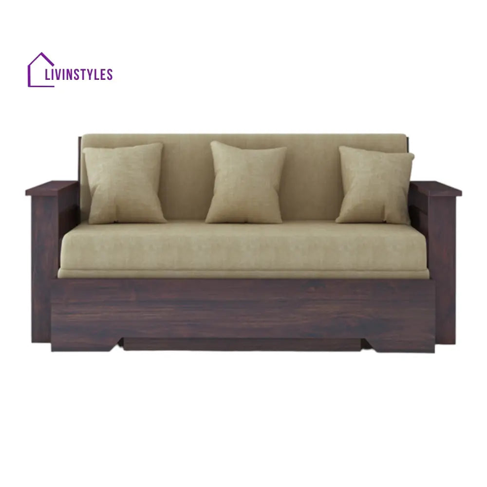 NovaDream 3 Seater Walnut Sofa Cum Bed Sheesham Wood