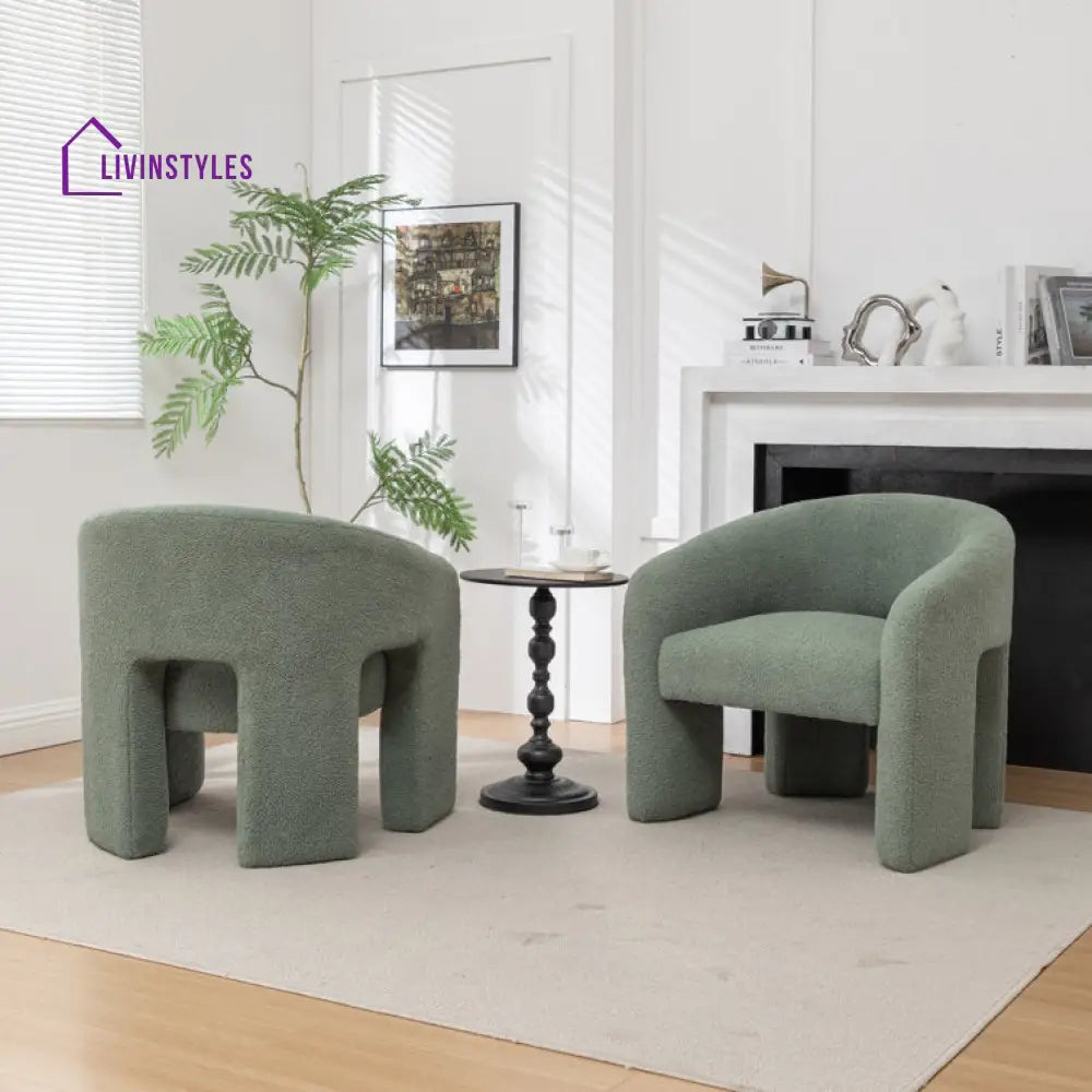 Rujula Solid Wood and Fabric Arm Chair | Living Room Chair | Lounge Chair