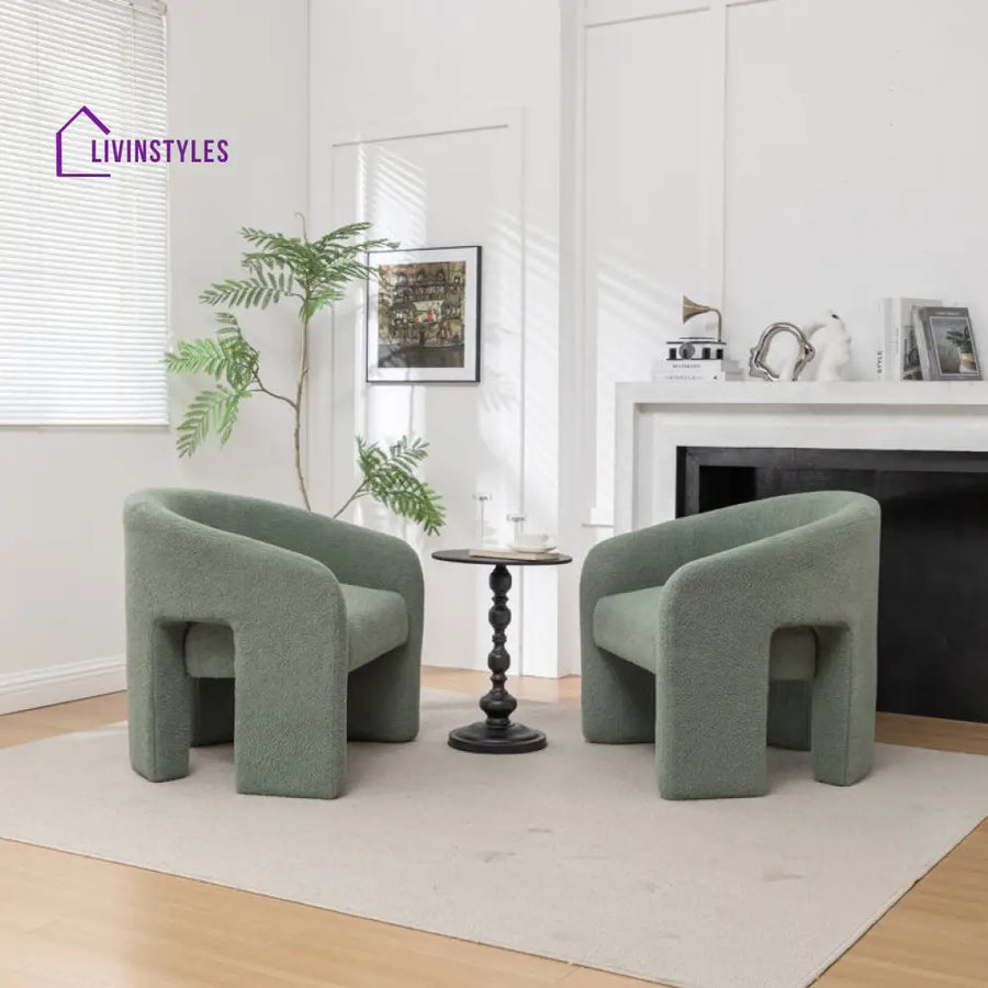 Rujula Solid Wood and Fabric Arm Chair | Living Room Chair | Lounge Chair
