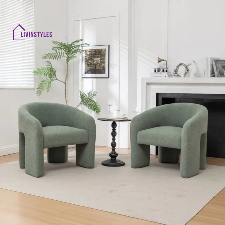 Rujula Solid Wood and Fabric Arm Chair | Living Room Chair | Lounge Chair