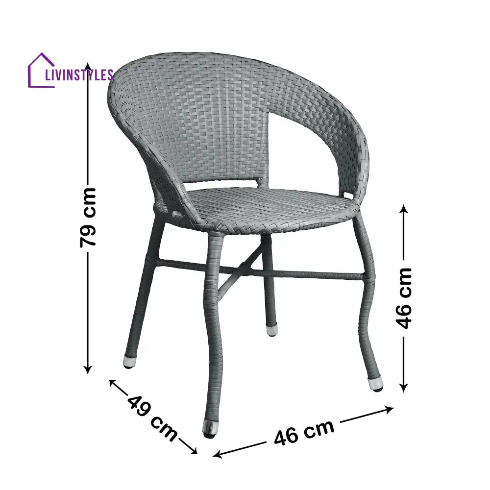 Ruler Outdoor Patio Seating Set 2 Chairs Set (Grey) - Coffee Table Sets