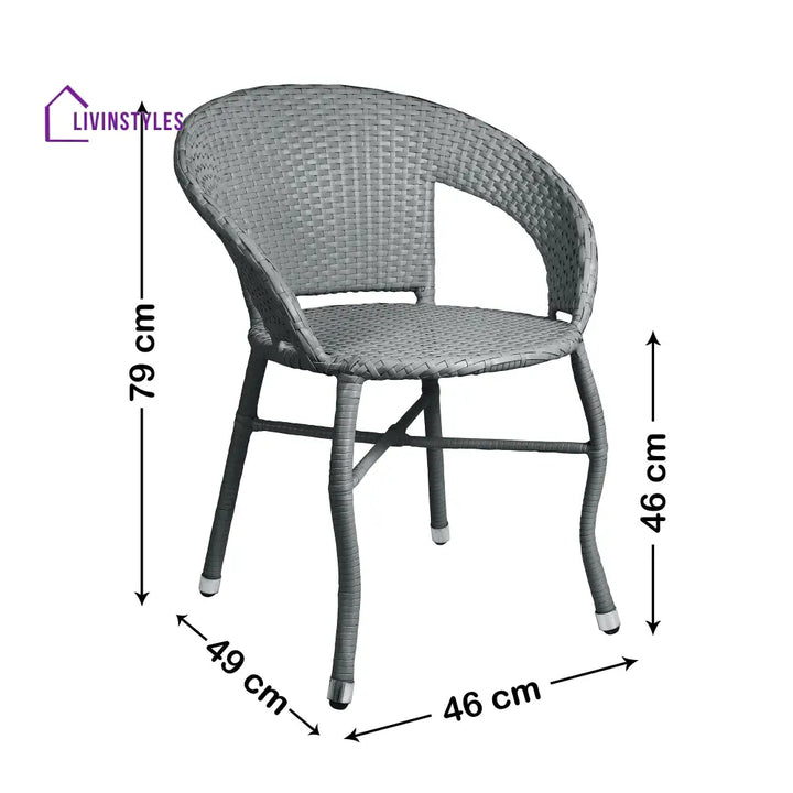 Ruler Outdoor Patio Seating Set 2 Chairs Set (Grey) - Coffee Table Sets
