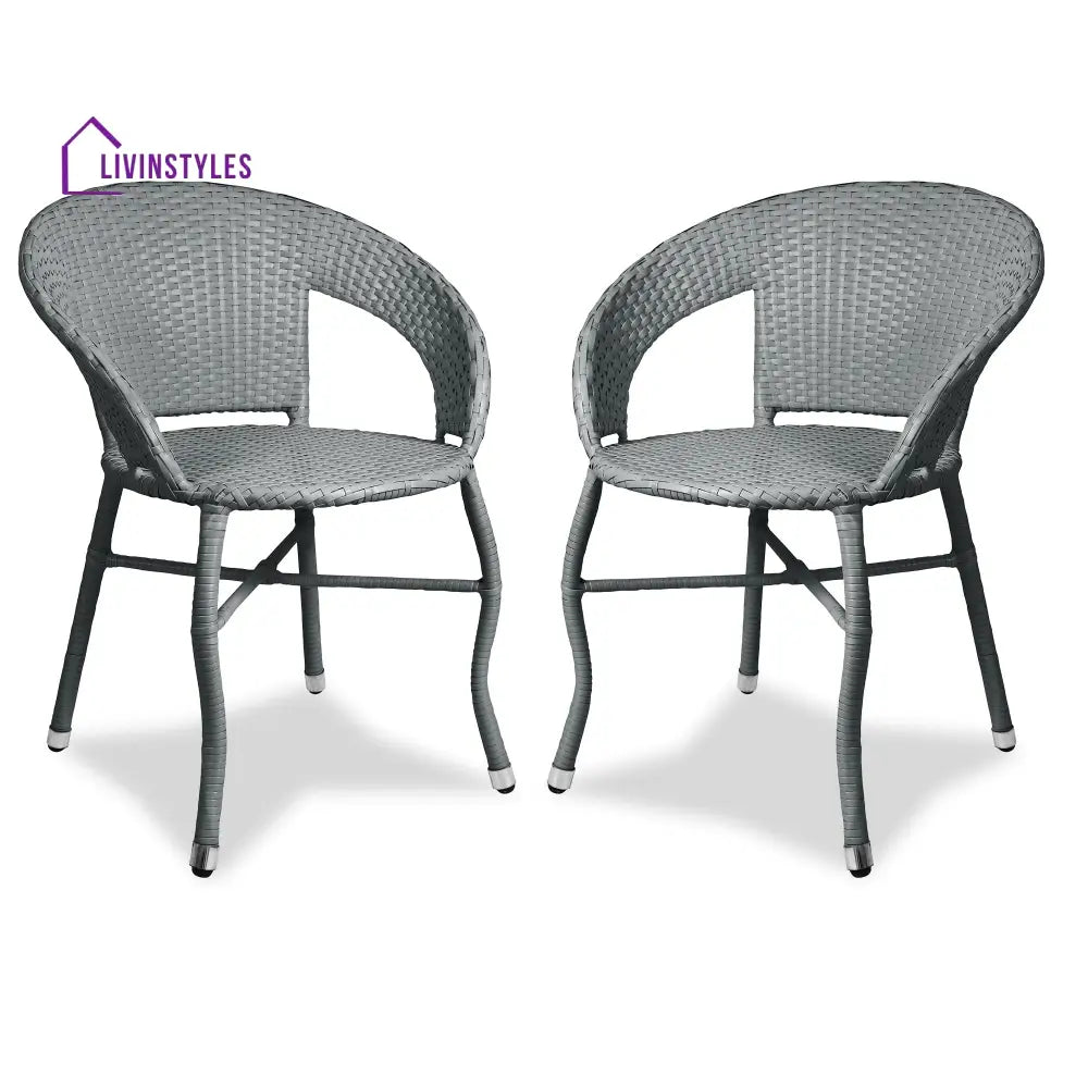 Ruler Outdoor Patio Seating Set 2 Chairs Set (Grey) - Coffee Table Sets