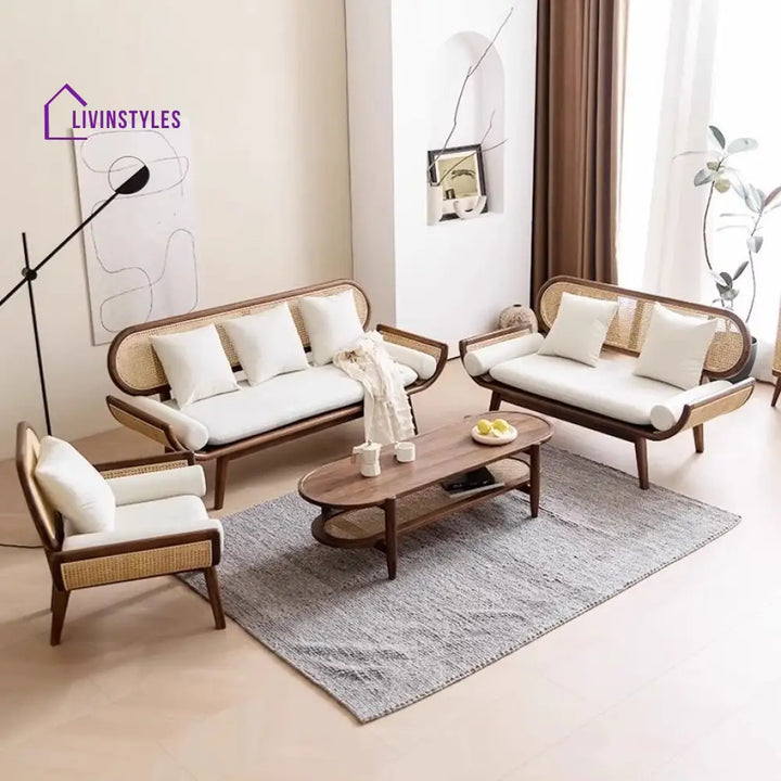 Rumeesa Solid Wood 3 + 2 + 1 Seater Sofa Set for Living Room