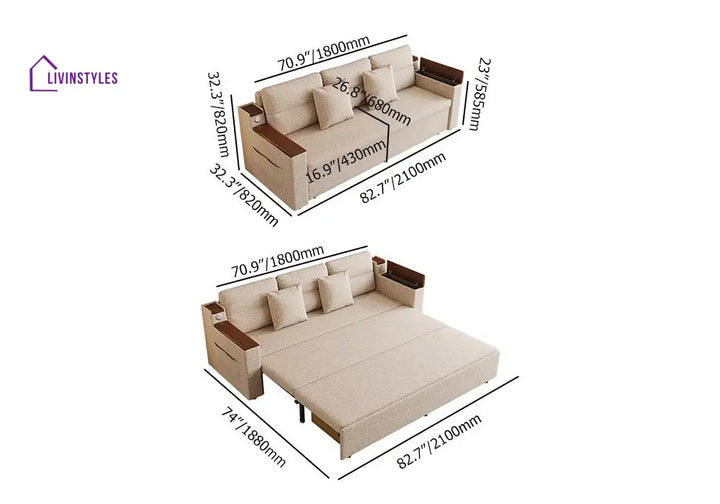 Rupal Fabric Sofa Come Bed with Storage for Living Room | Space Saving Sofa