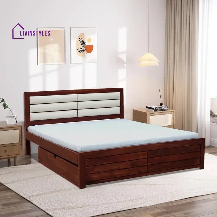 Moscow Indian Rosewood Storage Beds with Drawer Queen / Honey Bedroom Furniture Sets