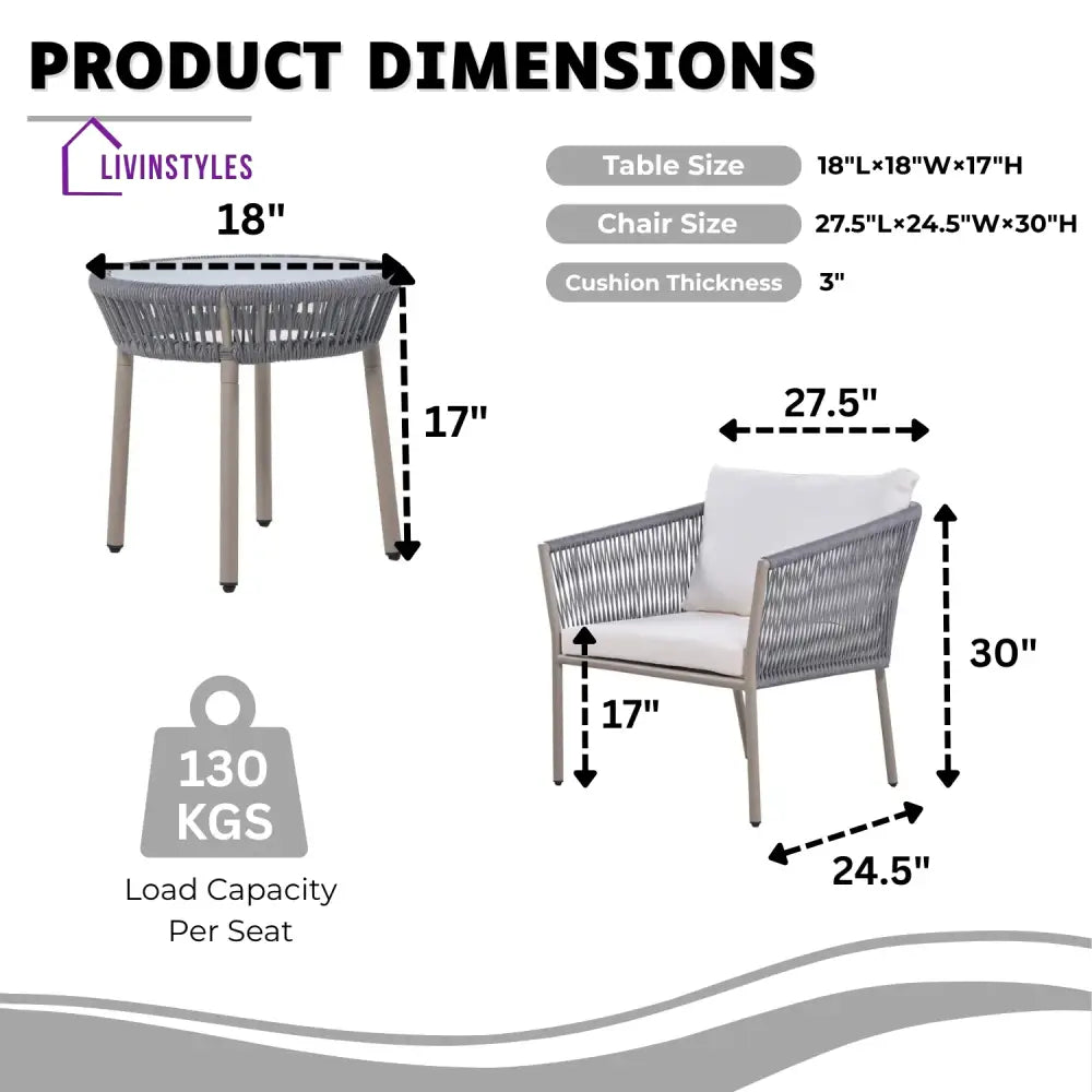 Ruqayyah 3-Piece Rope Patio Set - Perfect for Outdoor - Patio Set