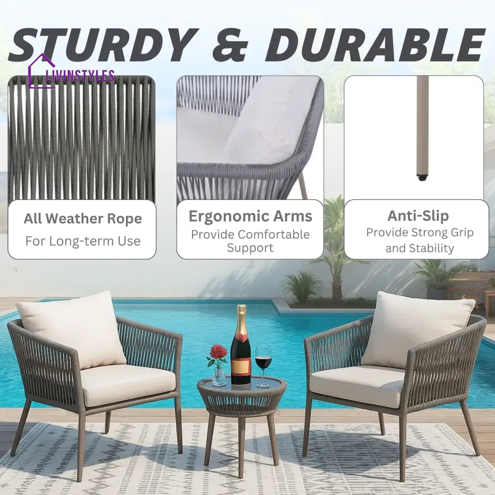 Ruqayyah 3-Piece Rope Patio Set - Perfect for Outdoor - Patio Set