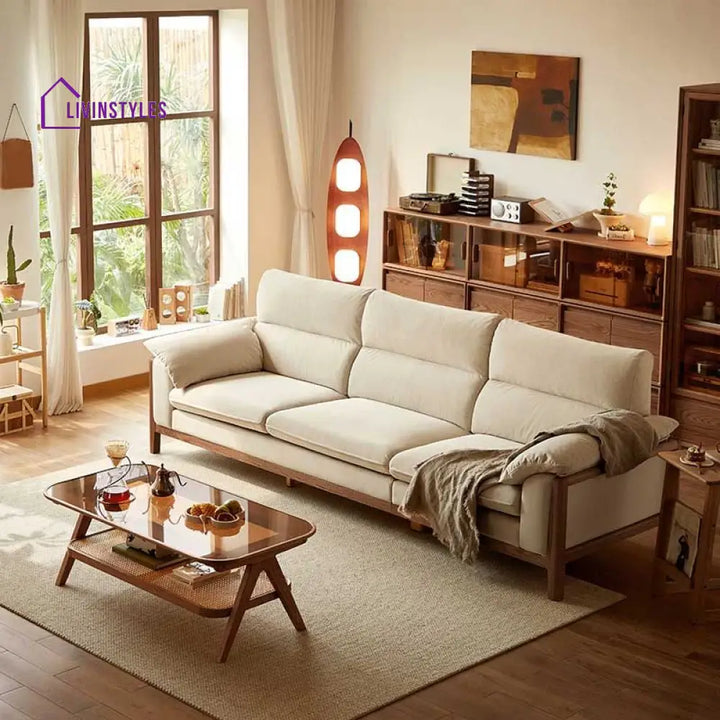 Ruslan Solid Wood 3 Seater Sofa for Living Room