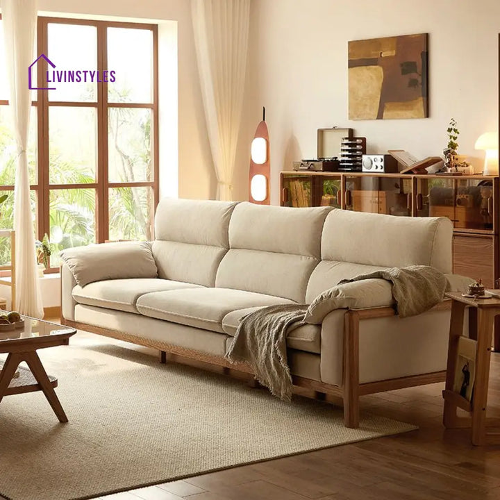 Ruslan Solid Wood 3 Seater Sofa for Living Room