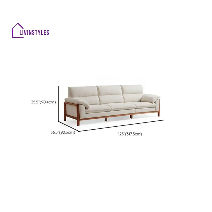 Ruslan Solid Wood 3 Seater Sofa for Living Room