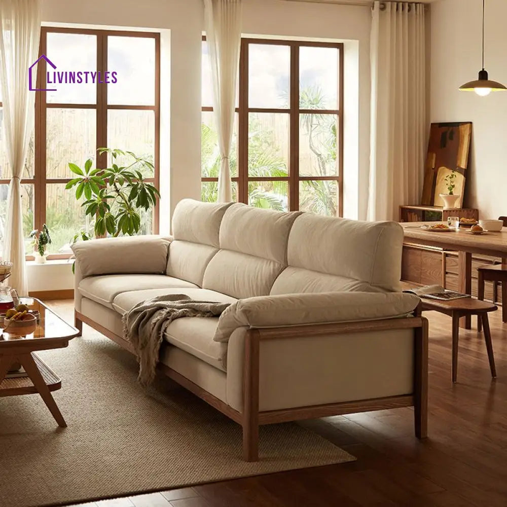 Ruslan Solid Wood 3 Seater Sofa for Living Room