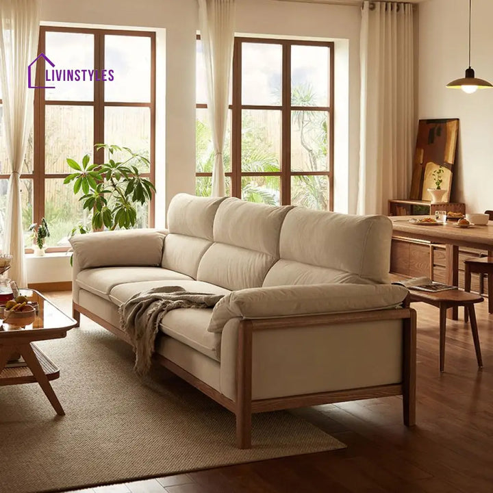Ruslan Solid Wood 3 Seater Sofa for Living Room