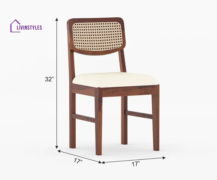 Ruslan Solid Wood Sheesham 6 Seater Dining Table Set with Cushion (Brown Finish) | Cane Weaving Chairs