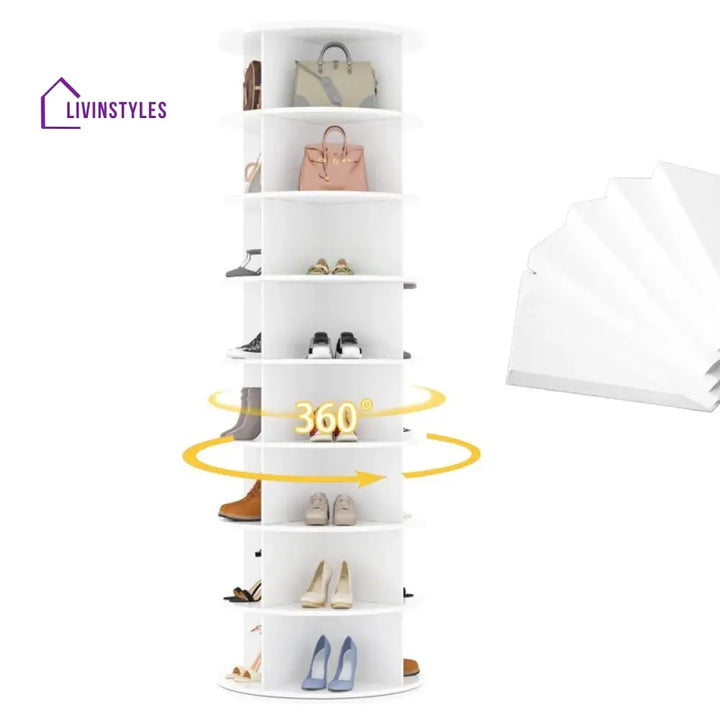 Ruslana Engineered Wood Rotating Shoe Rack for Home