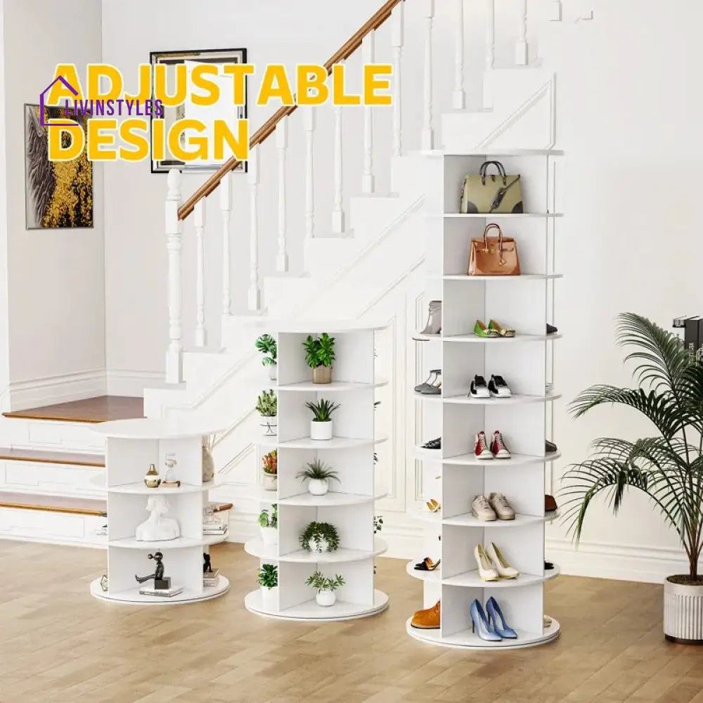 Ruslana Engineered Wood Rotating Shoe Rack for Home