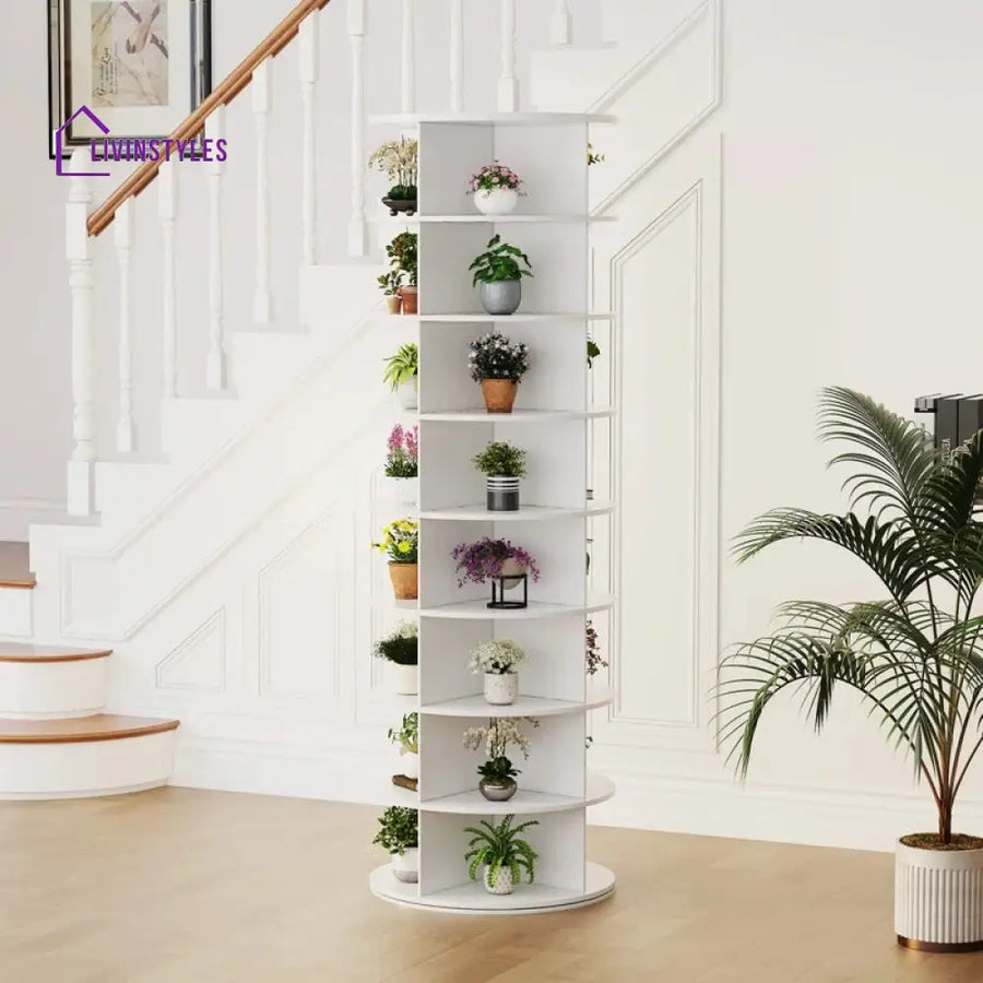 Ruslana Engineered Wood Rotating Shoe Rack for Home