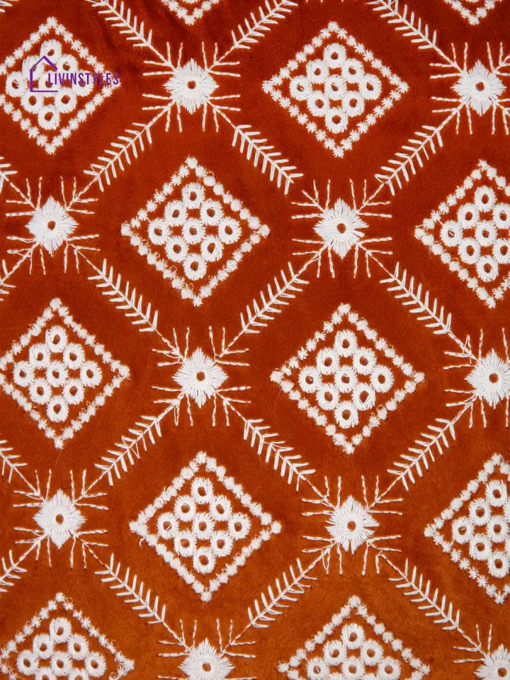 Rust Color Embroidered Cushion Cover Set Of 2 (18X18 Inch)