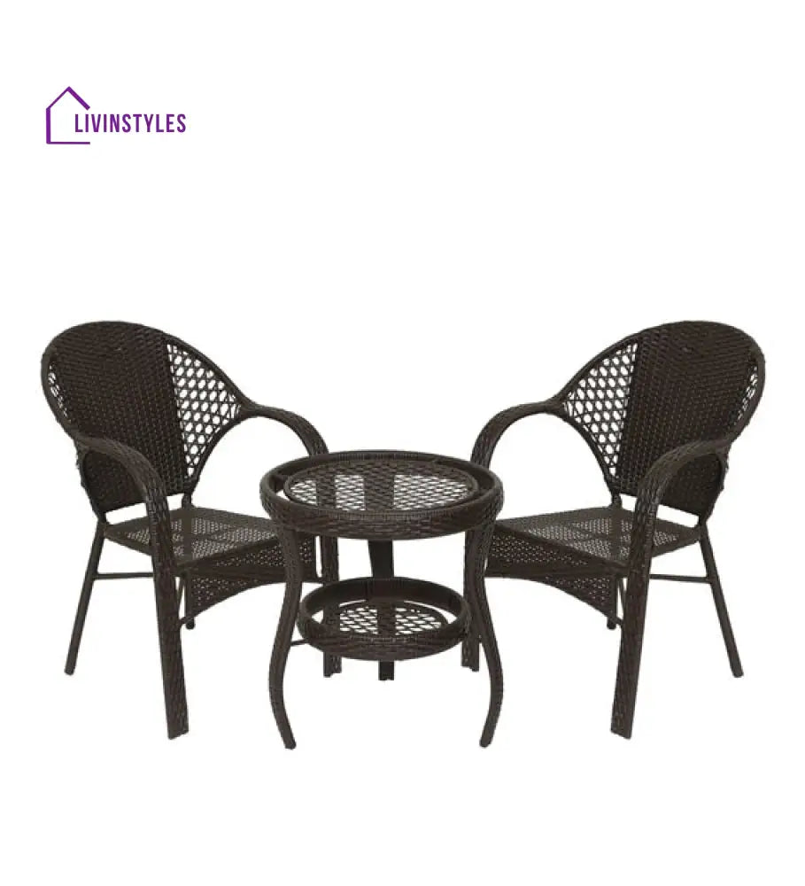 Rutu Outdoor Patio Seating Set 2 Chairs and 1 Table Set (Brown) - Coffee Table Sets