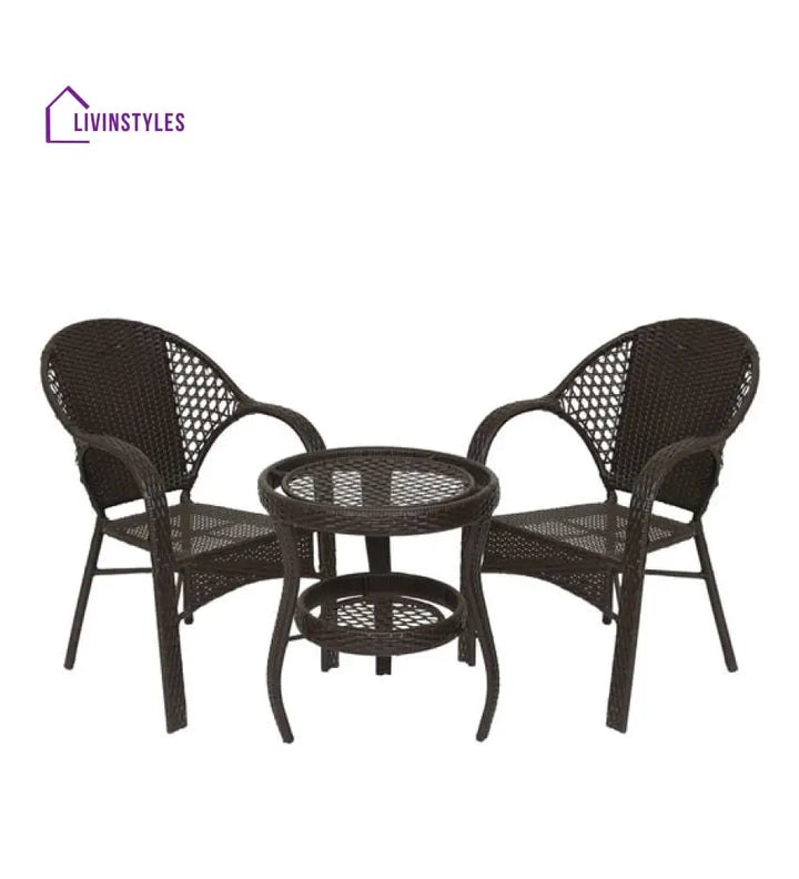 Rutu Outdoor Patio Seating Set 2 Chairs and 1 Table Set (Brown) - Coffee Table Sets