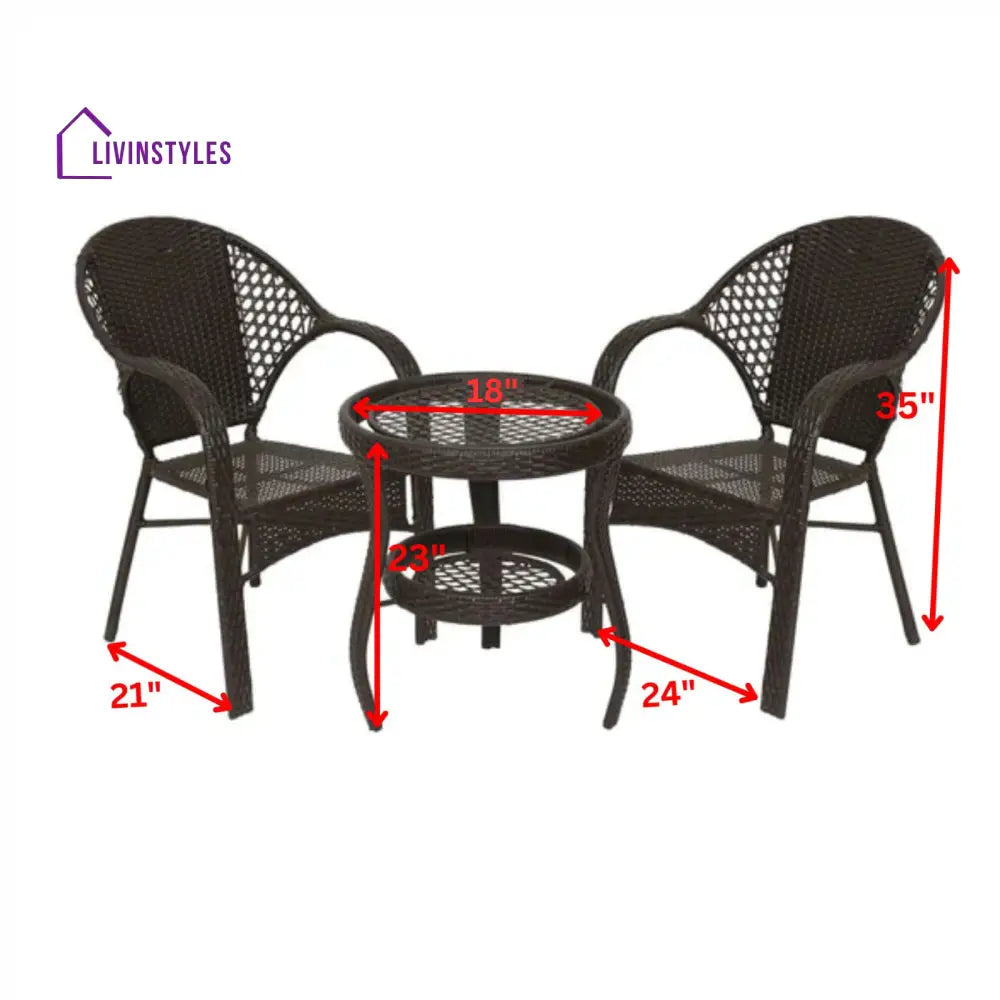 Rutu Outdoor Patio Seating Set 2 Chairs and 1 Table Set (Brown) - Coffee Table Sets